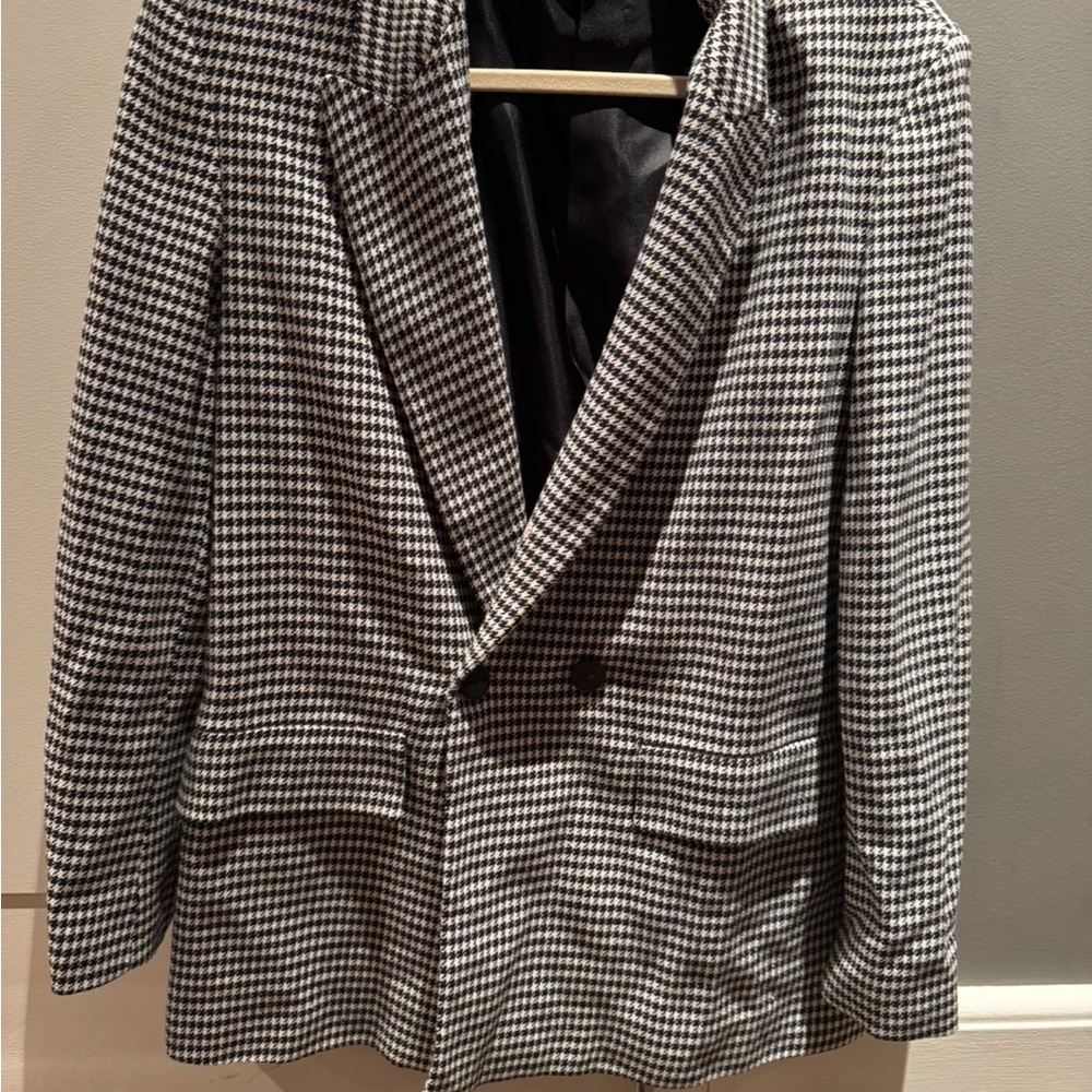 Zara Black & White Houndstooth Blazer